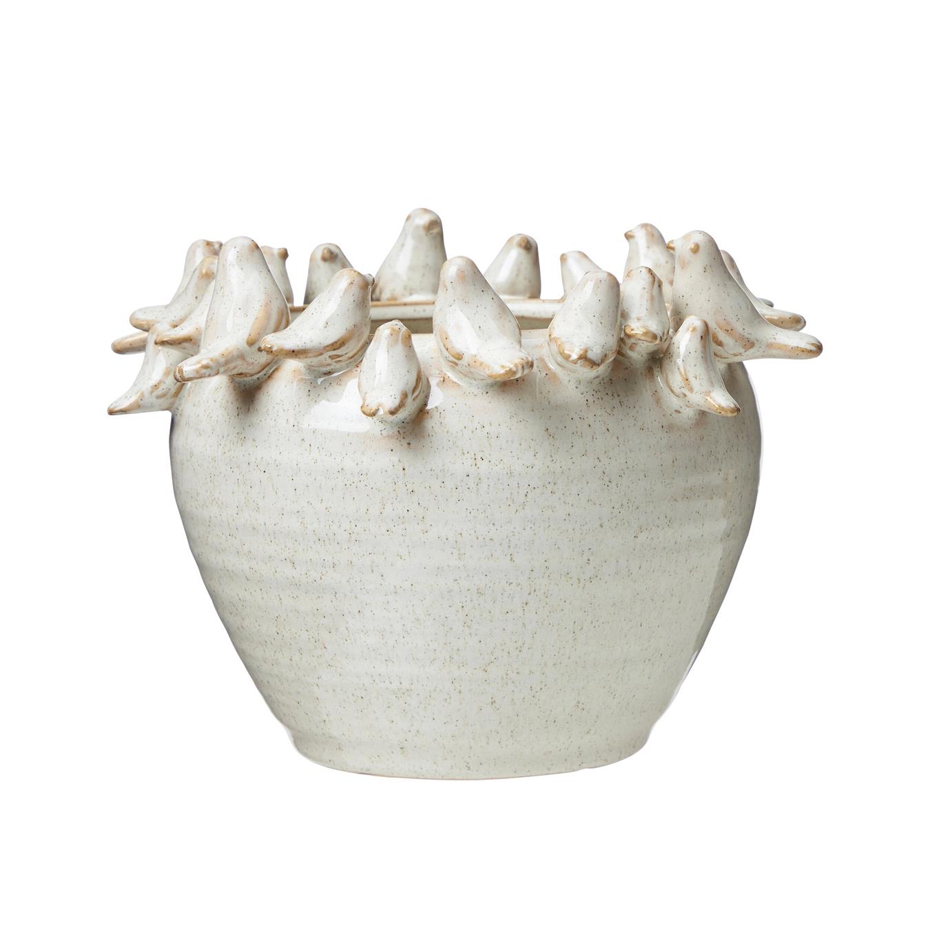 Kruka med fåglar 22x17 cm